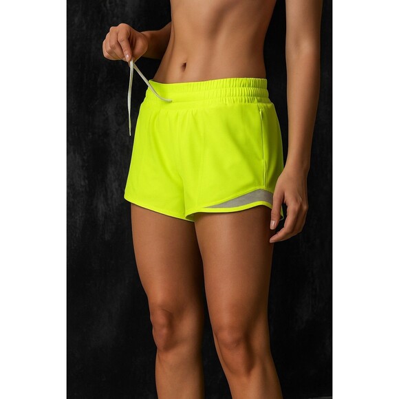 LULULEMON Hotty Hot Short II *Long 4” Size 4 Highlight Yellow/Green B10 - Picture 1 of 7